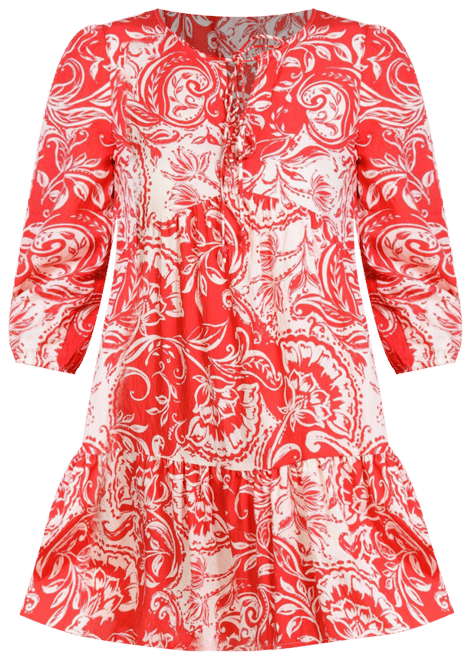 Ellen Tracy Womens Printed Peasant Dress