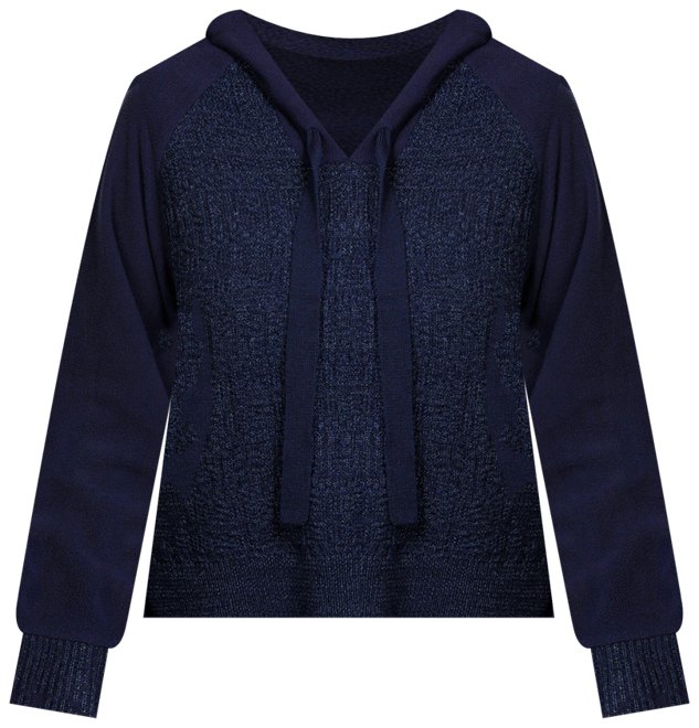 Democracy Womens Long Sleeve V-Neck Mixed Media Hoodie