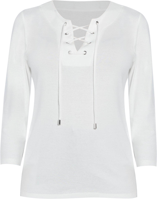 Rafaella Womens 3/4 Sleeve Lace Up Top