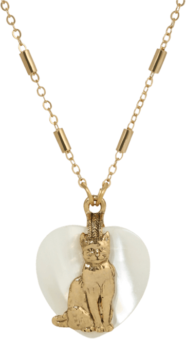 Mop Heart Cat Pendant Necklace
