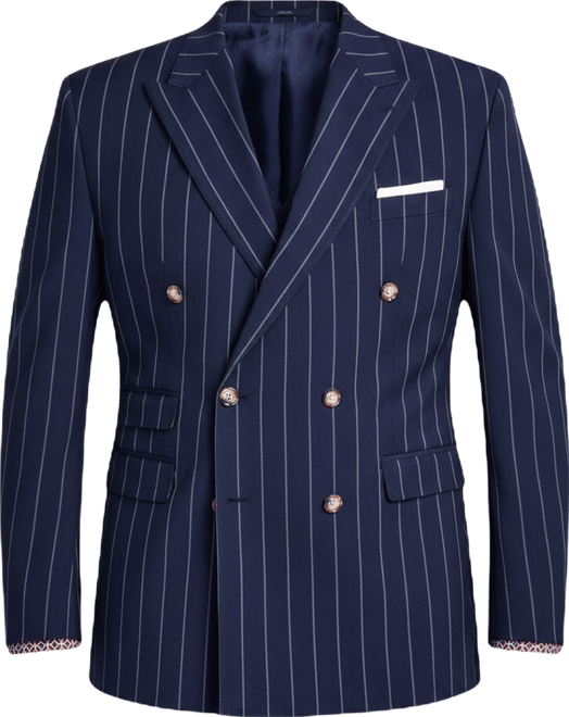 Men's Pinstriped Double-Breasted Suit Jacket