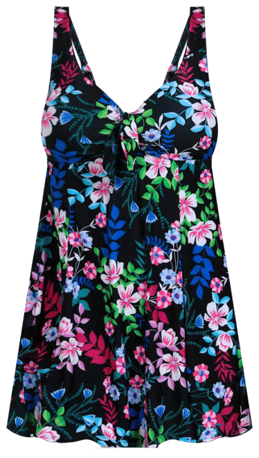 Paradise Bay Womens Bow Front Print Swim Dress