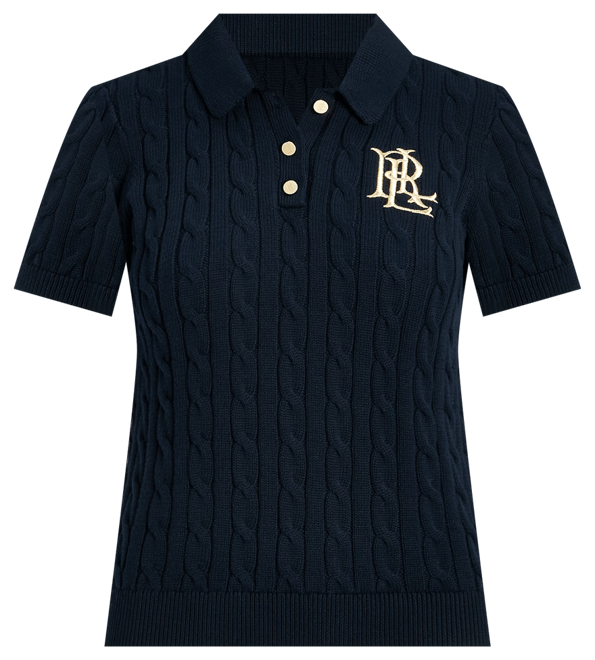 Petite Cable-Knit Polo Sweater