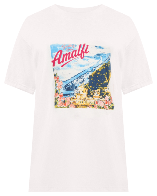 売れ筋商品|||セルフエスティーム カットソー トップス レディース Juniors' Amalfi Coast Graphic-Print T-Shirt Egret Self Esteem Juniors' Amalfi Coast Graphic-print T-shirt In