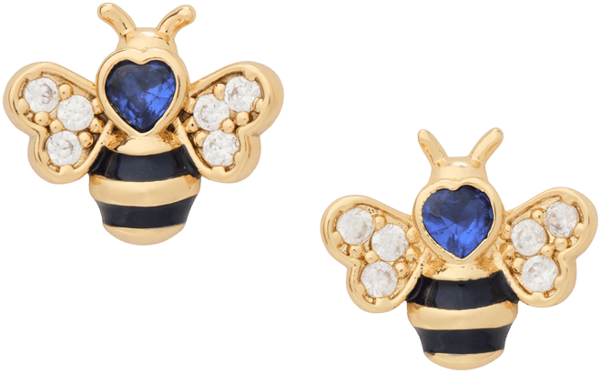 Gold-Tone Cubic Zirconia Bee Stud Earrings