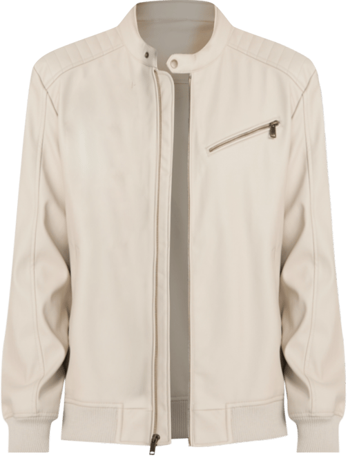 Men's Stretch Faux Leather Snap Collar Moto Jacket