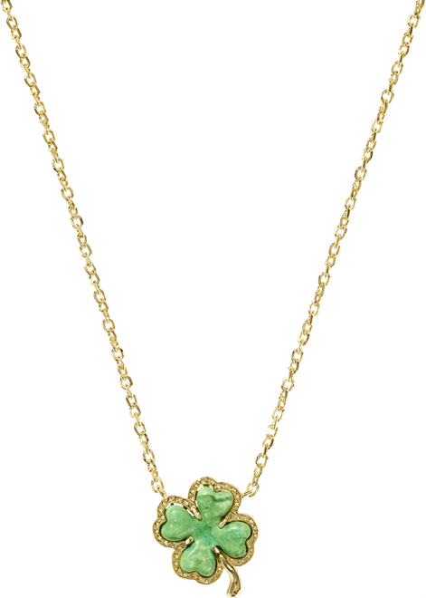 14k Gold-Plated Magnesite Clover Adjustable 17-1/2" Pendant Necklace