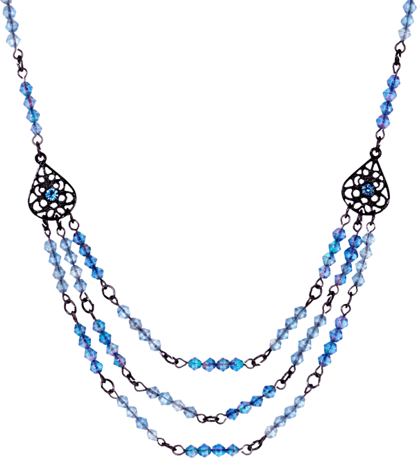 Lantern Bead Triple Drop Necklace