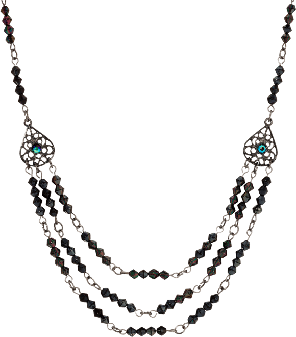 Lantern Bead Triple Drop Necklace