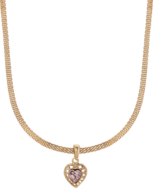 Heart Crystal Mesh Chain Necklace