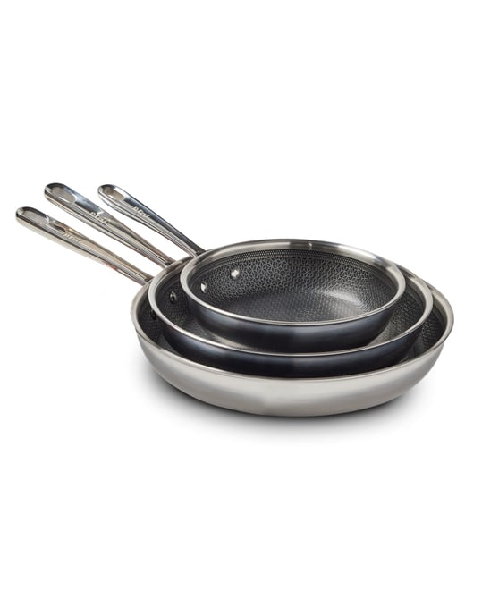Hybrid Mesh Stainless Steel 3 Piece Frypan Set