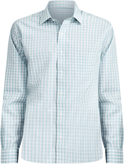Men's Regular-Fit Non-Iron Spread Collar Check Broadcloth Dress Shirt