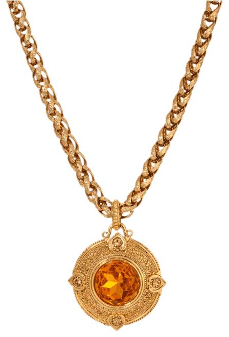 Round Topaz Glass Pendant Necklace