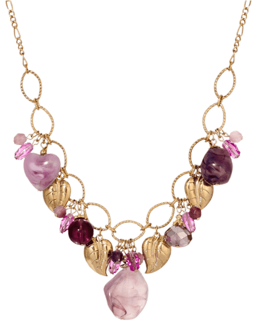 Purple Cluster Bead Drop Necklace