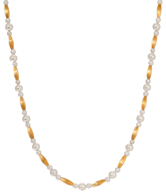 Faux Cultivated Pearl Gold-Tone Bead Strand Necklace