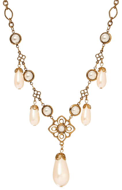 Faux Cultivated Pearl Filigree Bib Necklace
