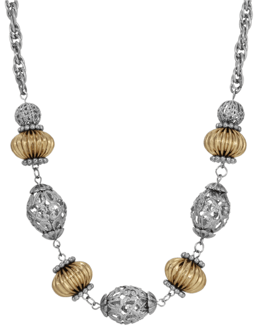 Two-Tone Filigree Bead Collar Necklace