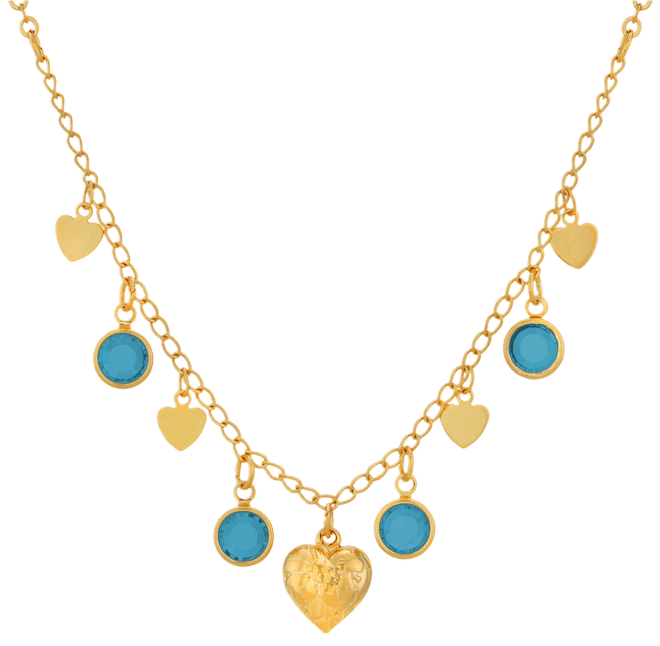 Crystal Stone Heart Drop Necklace