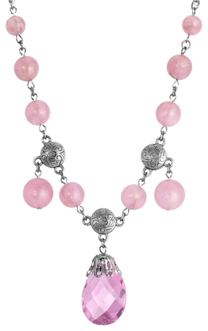 Pink Beaded Briolette Pendant Necklace