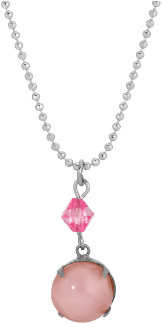 Pink Glass Acrylic Pendant Necklace