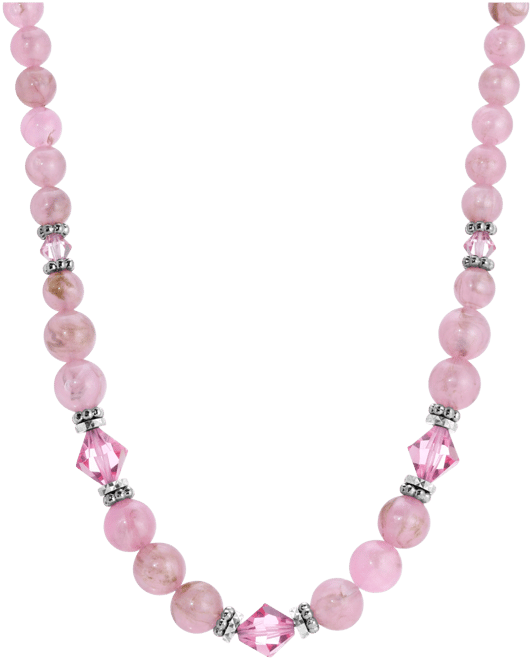 Pink Acrylic Bead Crystal Strand Necklace