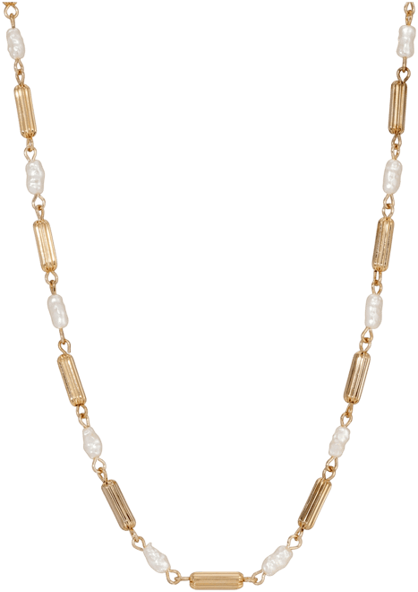 14K Gold Dipped Tube Faux Cultivated Pearl Necklace