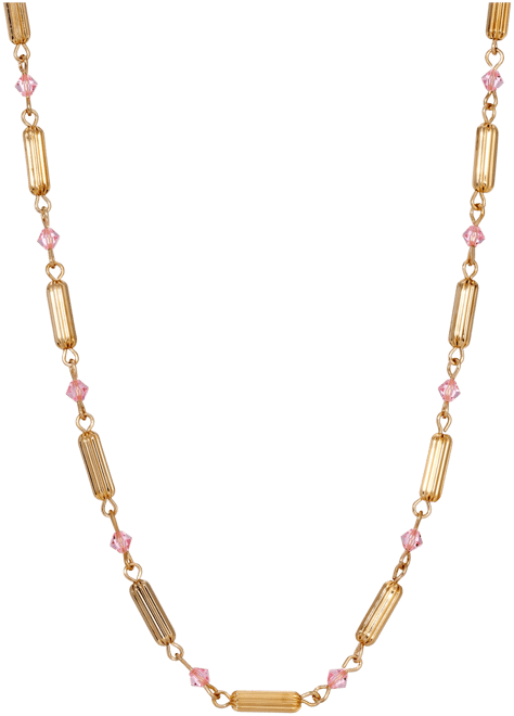 14K Gold Dipped Gold Tube Bead Crystal Necklace