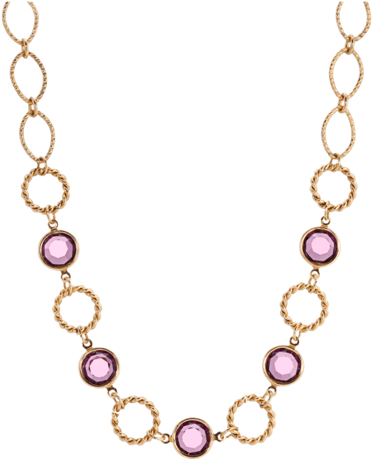 14K Gold Dipped Purple Crystal Channel Set Necklace