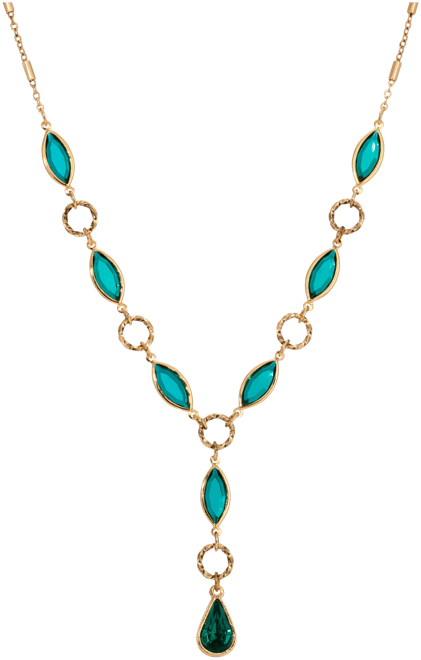 Green Crystal and Acrylic Stone Y Necklace