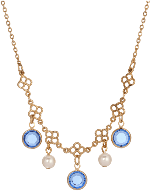 Gold Tone Crystal Faux Cultivated Pearl Bib Necklace