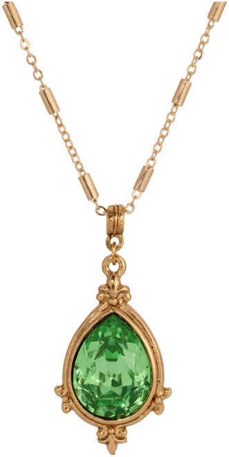 14K Gold Dipped Green Crystal Pendant Necklace