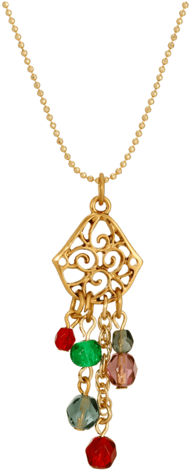 Gold-Tone Colored Glass Beads Necklace