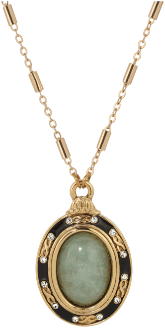 14K Gold Dipped Green Oval Necklace