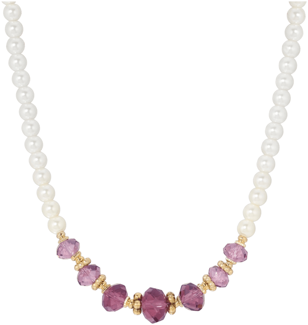 Faux Cultivated Pearl Purple Glass Bead Necklace
