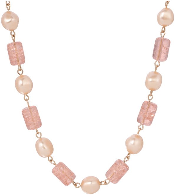 Cracked Glass Faux Cultivated Pearl Bead Necklace