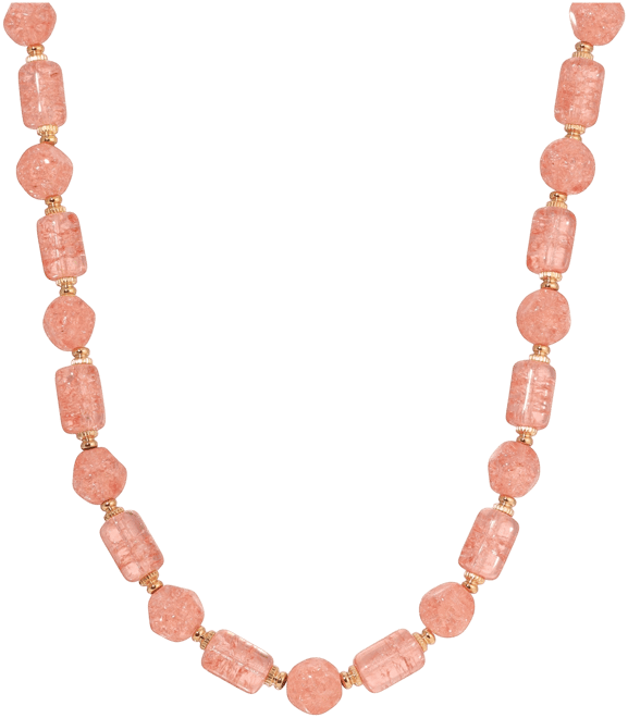 Peach Cracked Glass Strand Necklace