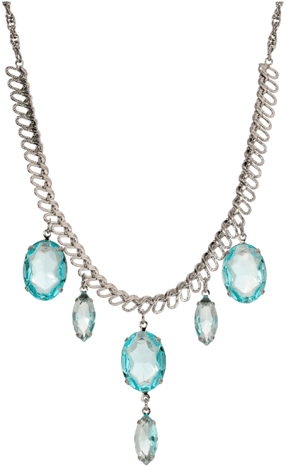 Aqua Crystal Statement Drop Necklace