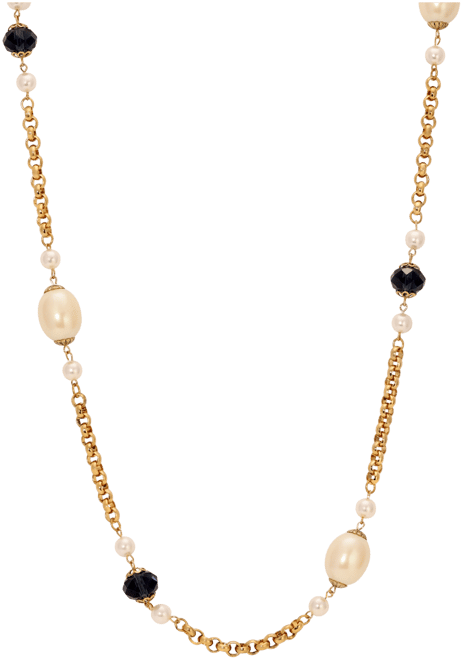 Faux Cultivated Pearl Blue Glass Bead Long Necklace