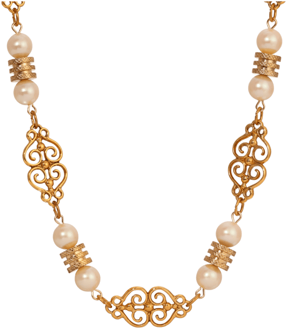 Faux Cultivated Pearl Filigree Station Collar Necklace