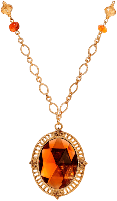 Oval Acrylic Topaz Pendant Necklace