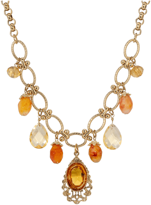 Topaz Crystal Glass Bead Bib Necklace