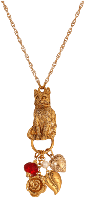 Cat Charm Holder Glass Bead Necklace