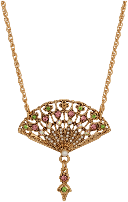 Crystal Fan Pendant Necklace