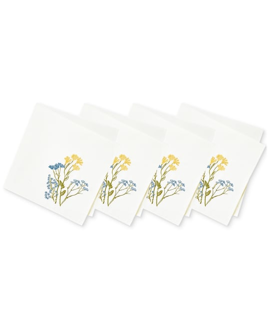 Wildflowers Border Embroidered 19" x 19" Napkin, Set of 4