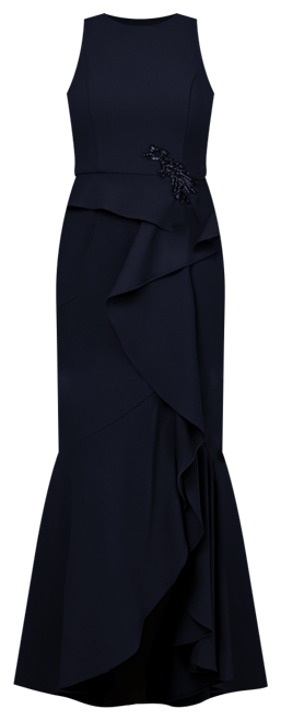 Women's Cascading-Ruffle Crepe Gown