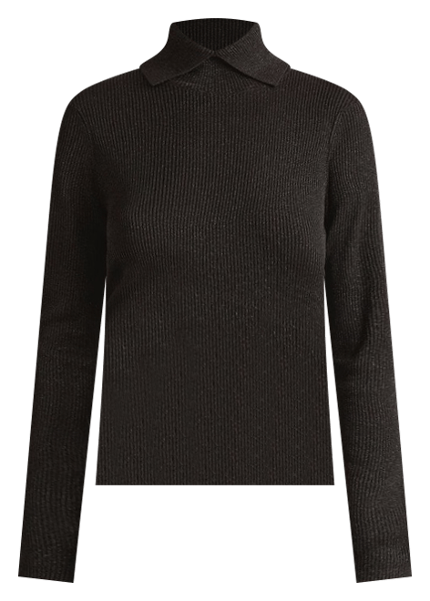 Flora Roll Neck Knit Jumper in Black