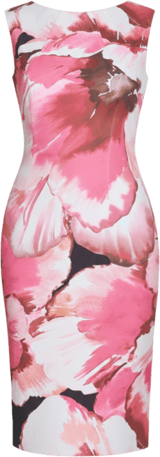 Women's Boat-Neck Sleeveless Scuba Sheath Dress