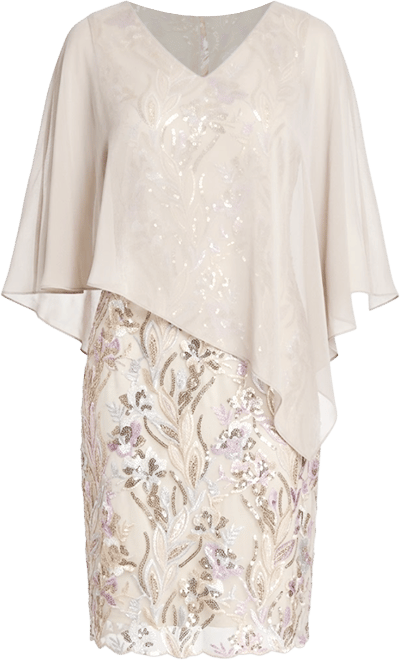 SL Fashions Women's Embellished Cape-Overlay Sheath Dress - Macy's