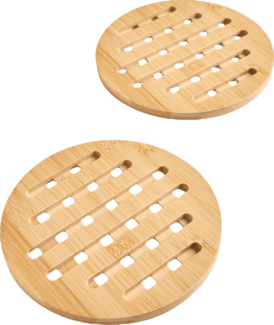 Set Of 2 Round Bamboo Trivets