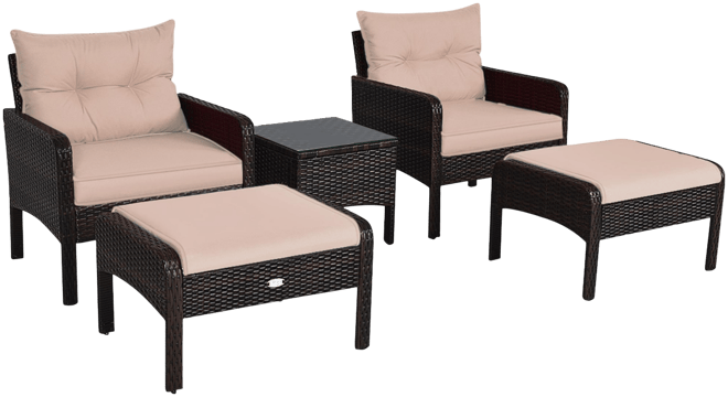 5 Pc Patio Set Sectional Rattan Wicker Furniture Set Home Outdoor